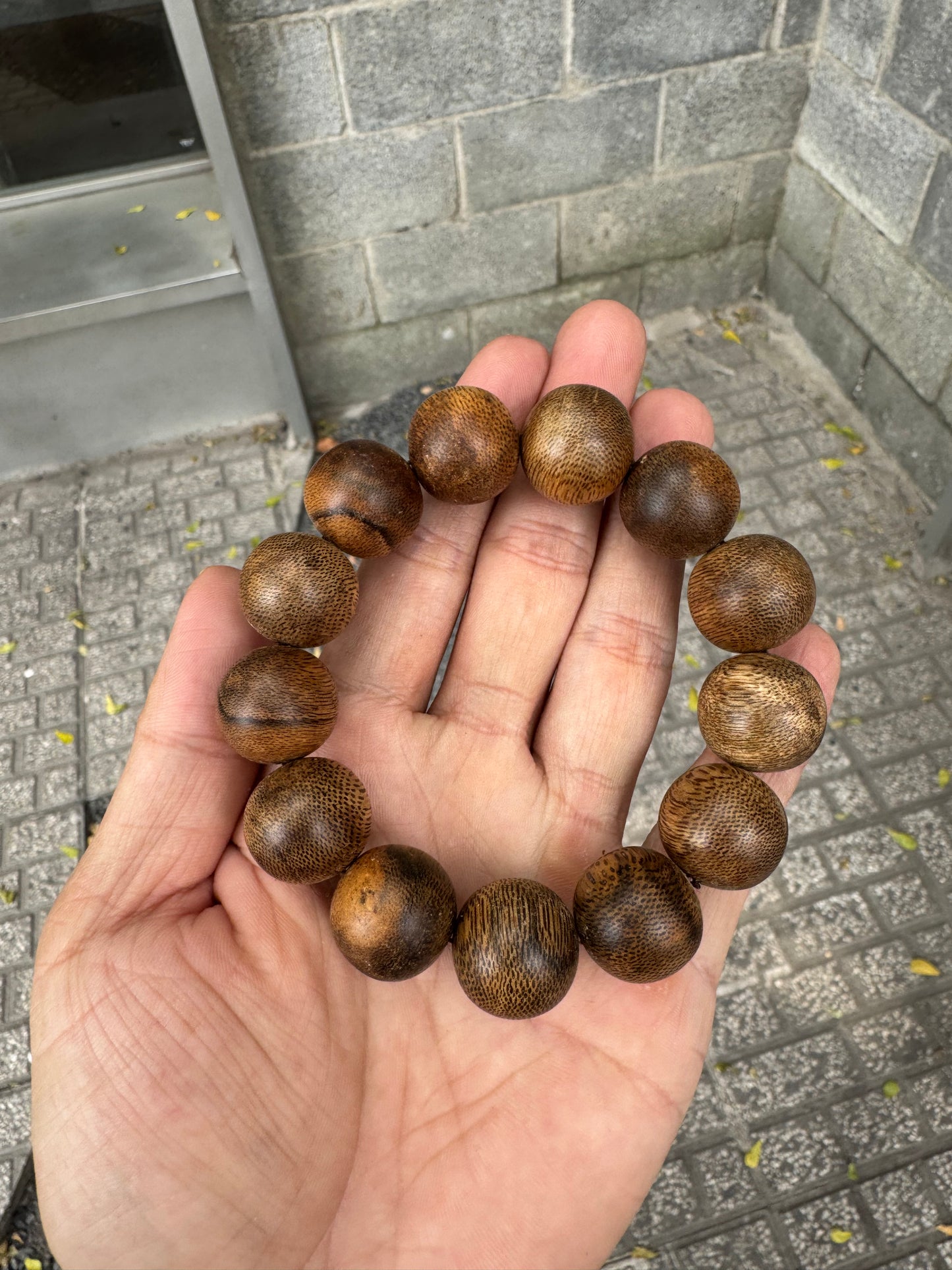 Vietnamese Wild Agarwood Bracelet Size 18mm , Agarwood From Hue Quang Binh Forest, Big Beads For Men.