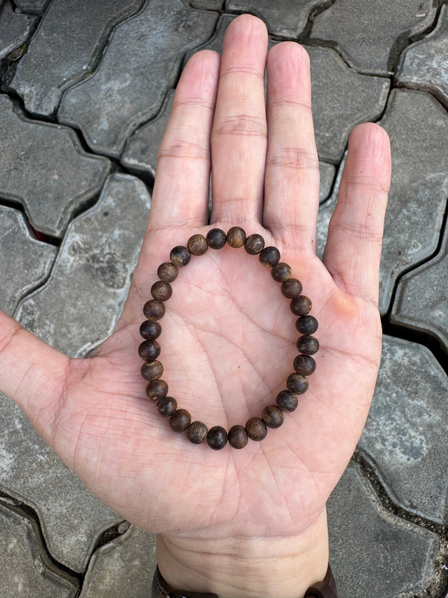 All Sinking Agarwood Bracelet , Super Grade Agarwood Size 6mm , Strong Aroma , Very Rare , 400-500 year old sediments, Only 1