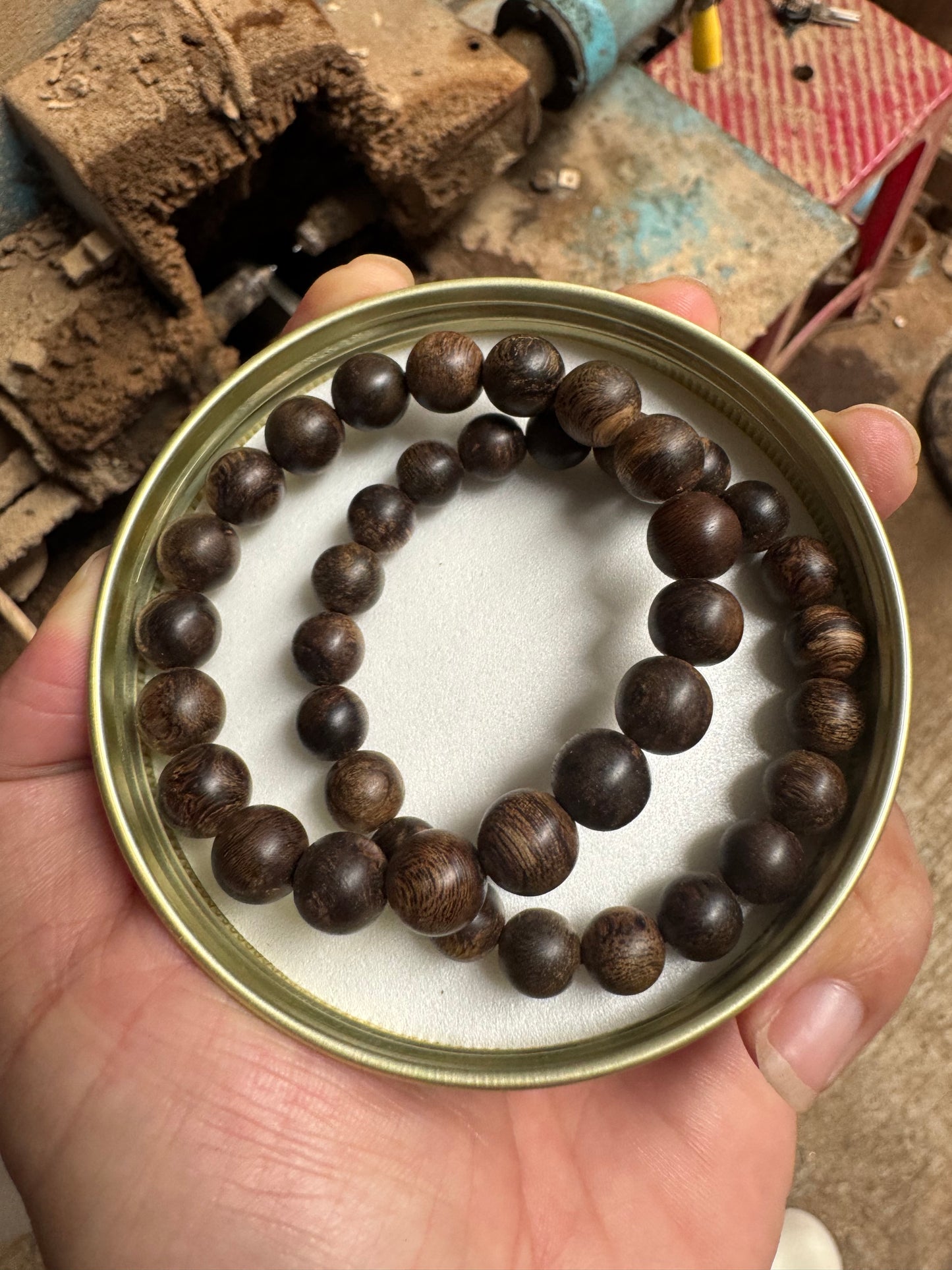 Rare Agarwood Bracelet | 400 Year To 600-Year Forest Near Sinking Grade Beads 8mm & 10mm - Strong Aroma