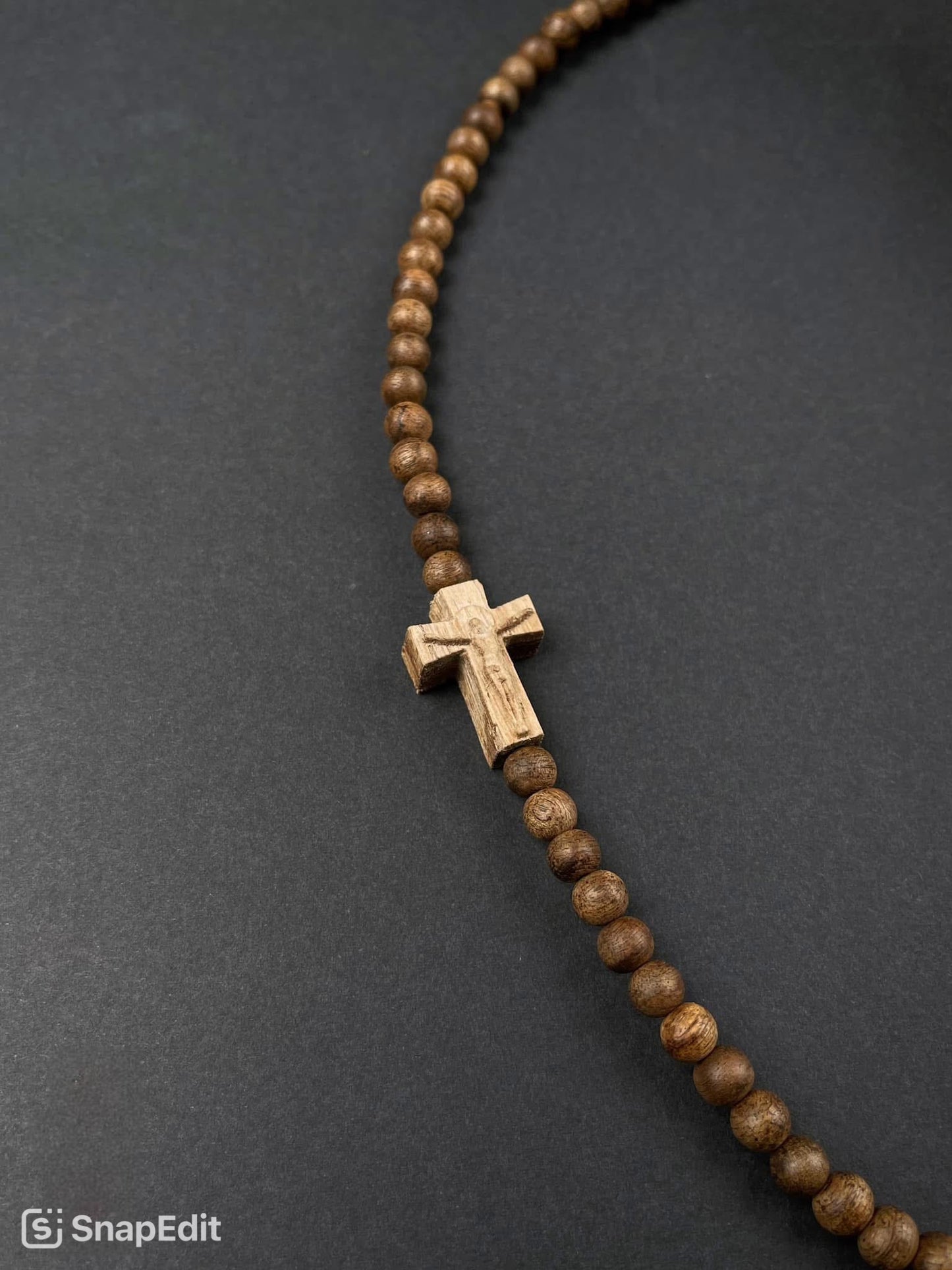 Agarwood Rosary Necklace with Wooden Cross – Spiritual Protection & Christmas Gift - Rosary Bracelet