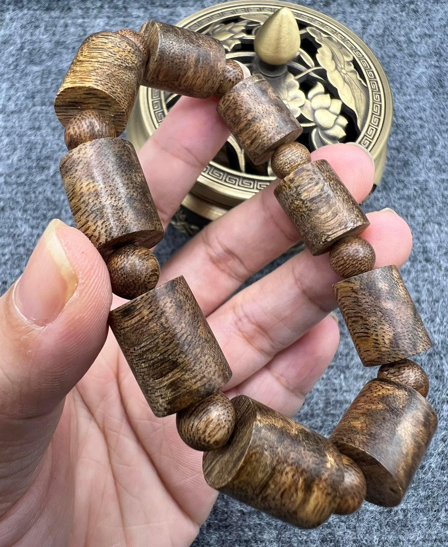 Super Grade Campodia Agarwood Bracelet , cylindrical Style bracelet , Strong Aroma , For Men And Women