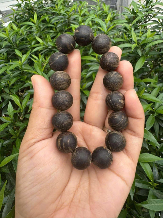 100% Bead Sinking Agarwood Bracelet , Wild Agarwood Bracelet Sinking 14mm, Very Rare Agarwood , Agarwood Weight 24,2gram