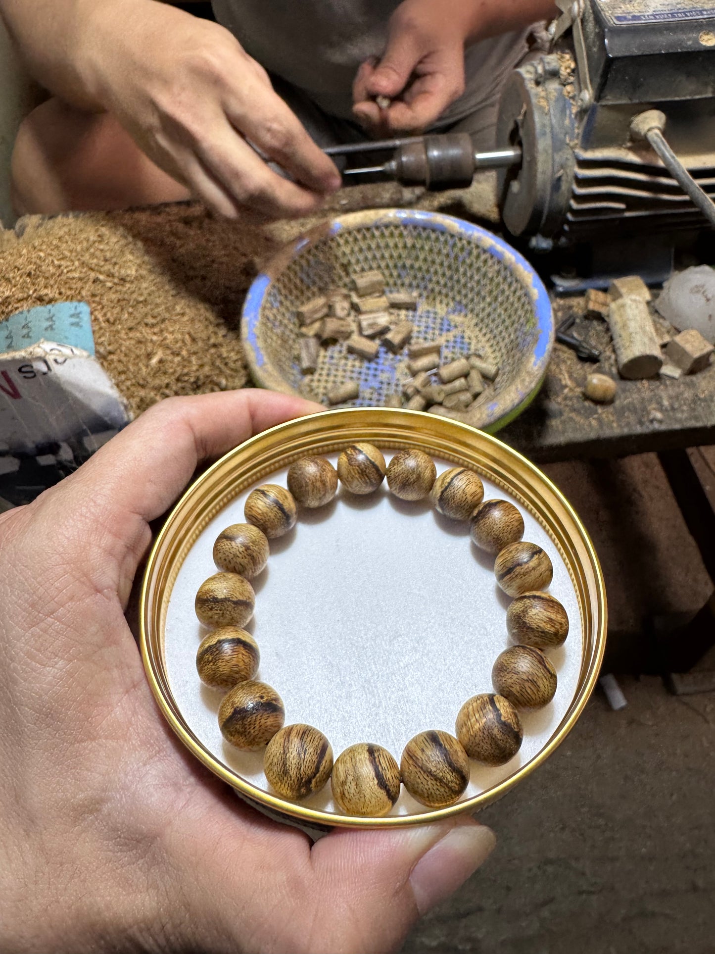 Tien Phuoc Vietnamese Agarwood Bracelet – 12mm, High-Oil Natural Oud, One-of-a-Kind
