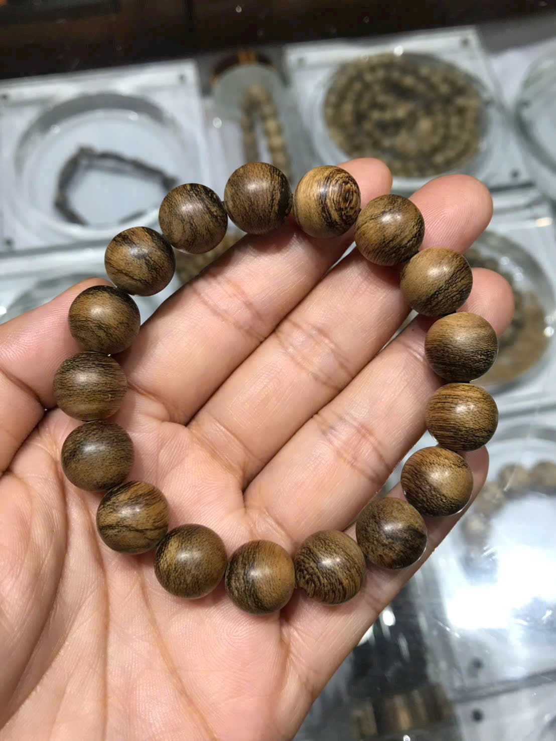 Philippine Agusan Agarwood Bracelet – 12mm | One-of-a-Kind Natural Agarwood , Near Sinking Agarwood .