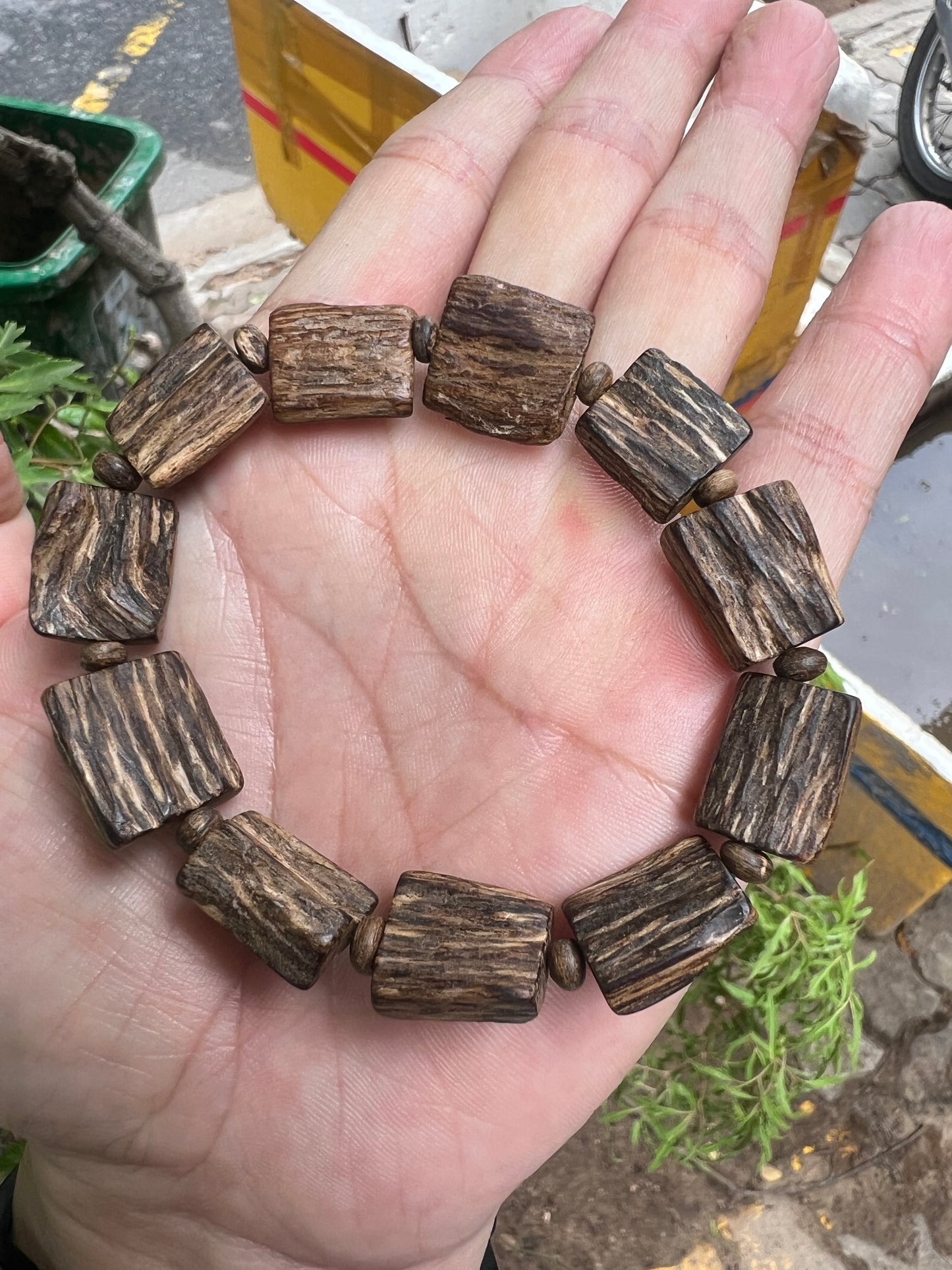 Natural Near-Sinking Root-Clinging Agarwood Bracelet- Vietnamese Super Grade Agarwood