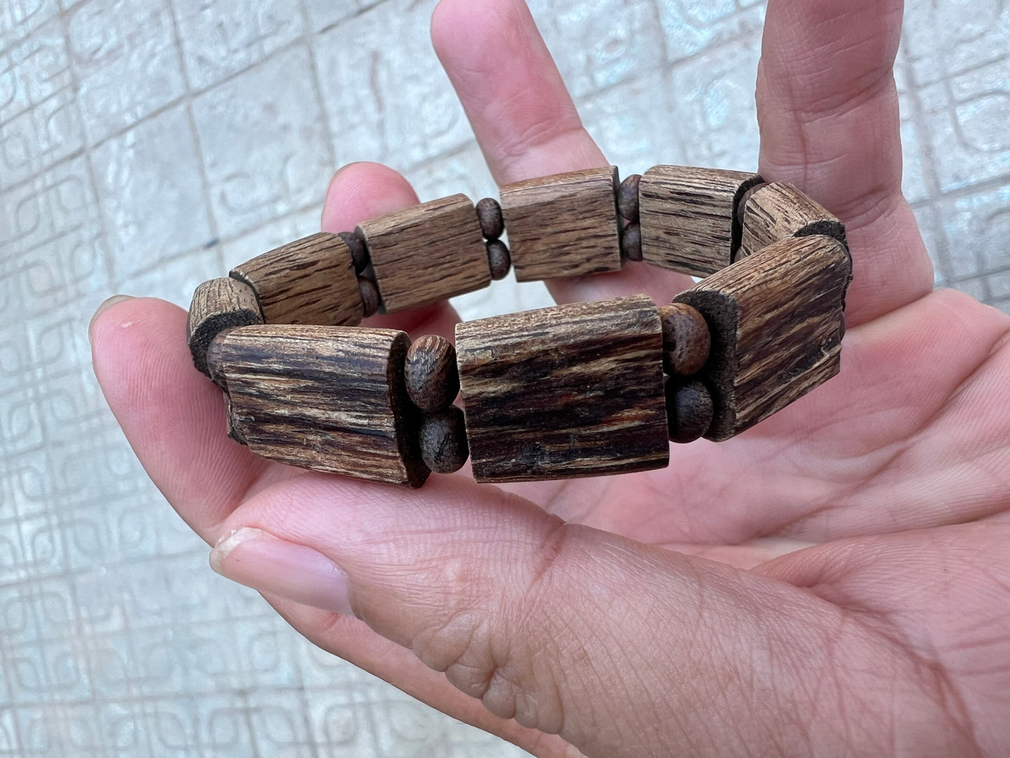 Vietnam Natural Agarwood Chunky Barrel Bracelet | Rare High-Oil Oud Wood
