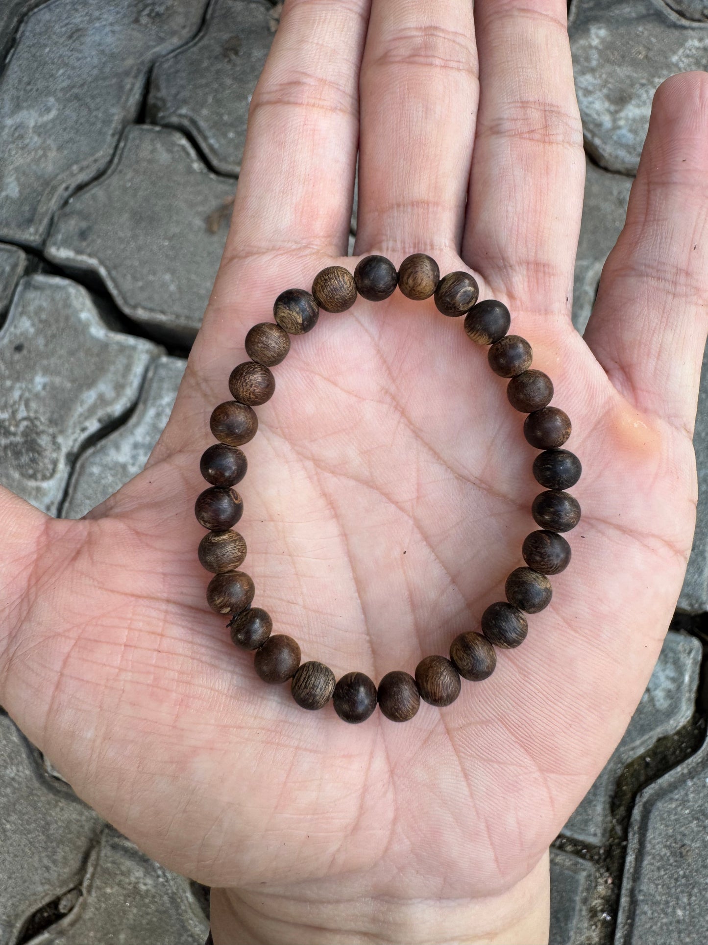 All Sinking Agarwood Bracelet , Super Grade Agarwood Size 6mm , Strong Aroma , Very Rare , 400-500 year old sediments, Only 1