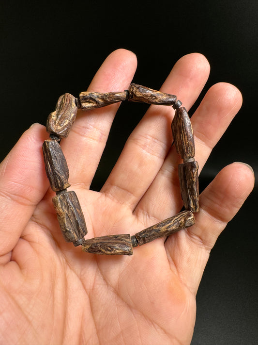 Rare Vietnamese Wild Sinking Agarwood Bracelet – Quang Nam Agarwood, Natural Resin & One of a Kind
