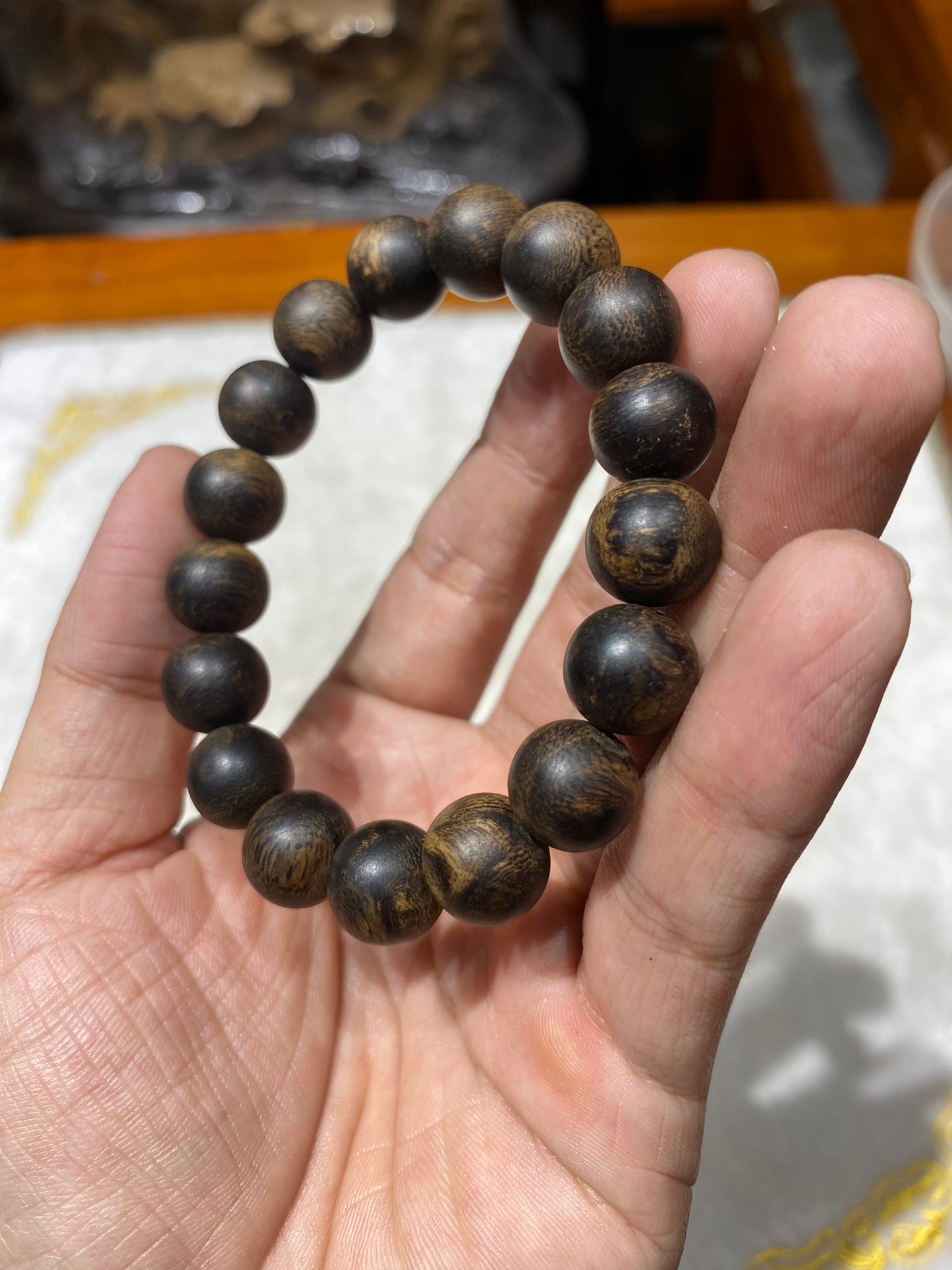 Super rare Agarwood Bracelet, super luxurious Philippine Agarwood sinking in water , Sinking Agarwood Size 12mm z