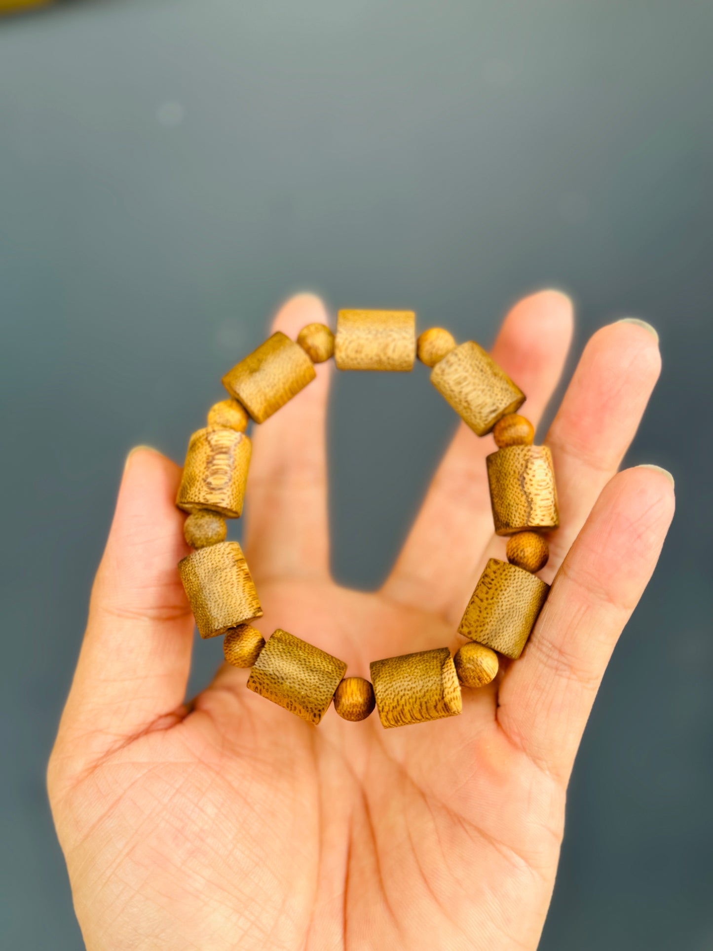 Vietnamese Agarwood Bracelet , Style cylindrical , Wild Oud,Lucky Bracelet