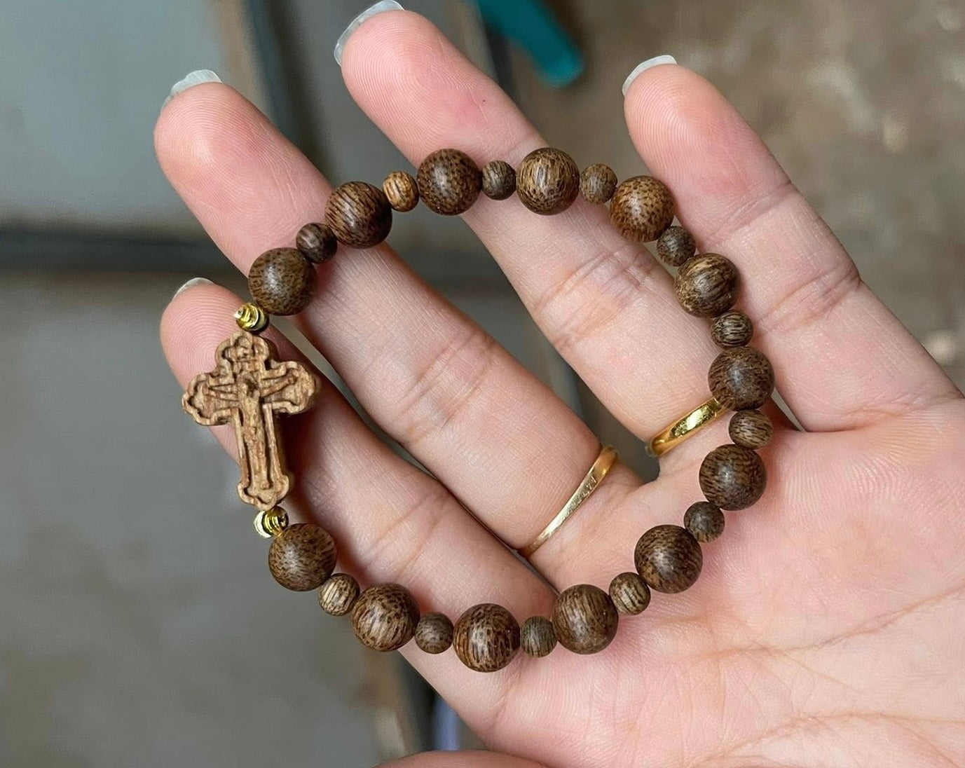 AgarWood Rosary Bracelet, Handmade Catholic Rosary From Jerusalem,Christmas Cross bracelet