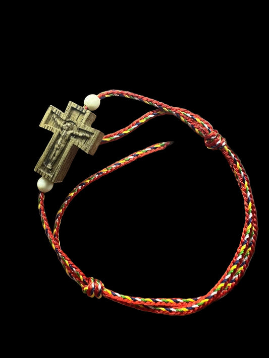 Handmade Agarwood Bracelet with Cross Charm – Natural Oud Gift for Christmas & Good Luck