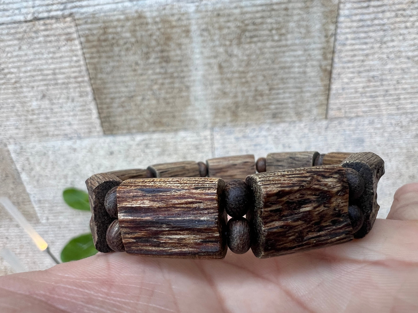 Vietnam Natural Agarwood Chunky Barrel Bracelet | Rare High-Oil Oud Wood