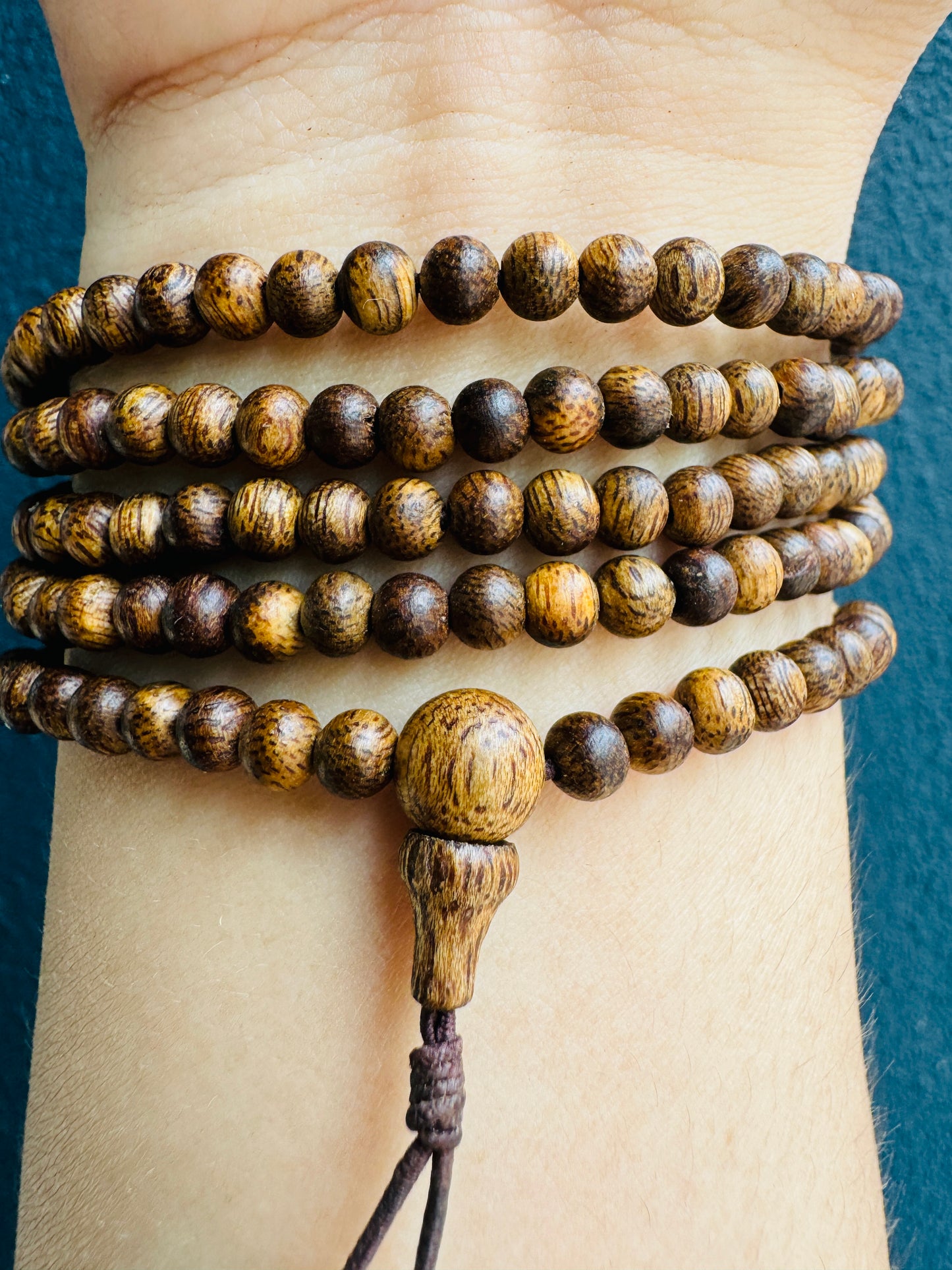 Agarwood String 216 Natural Seeds / Mala 216 Beads / Wild Agarwood Vietnamese / Size Bead 4mm.