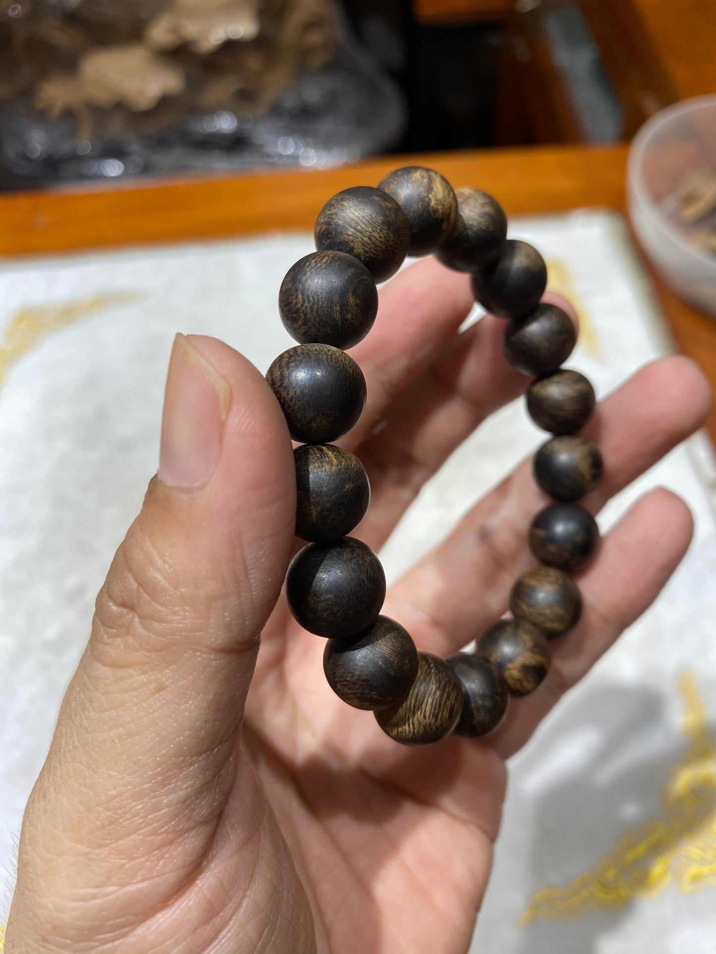 Super rare Agarwood Bracelet, super luxurious Philippine Agarwood sinking in water , Sinking Agarwood Size 12mm z