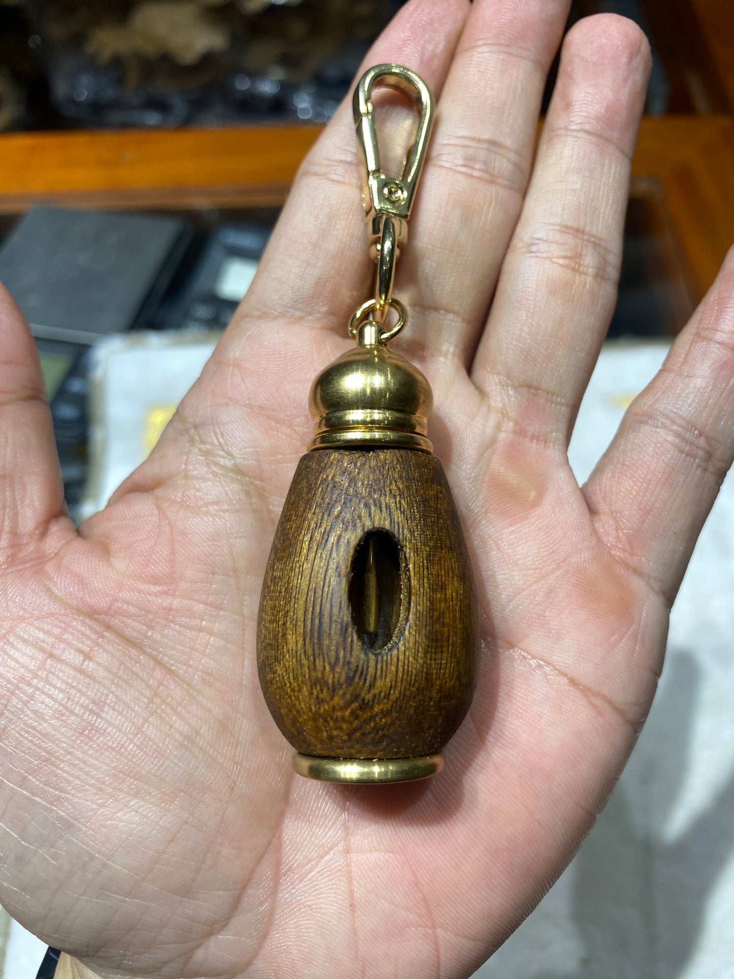 Essential oil bottle made of natural agarwood , Elaborate agarwood sculpture, 2ml essential oil included