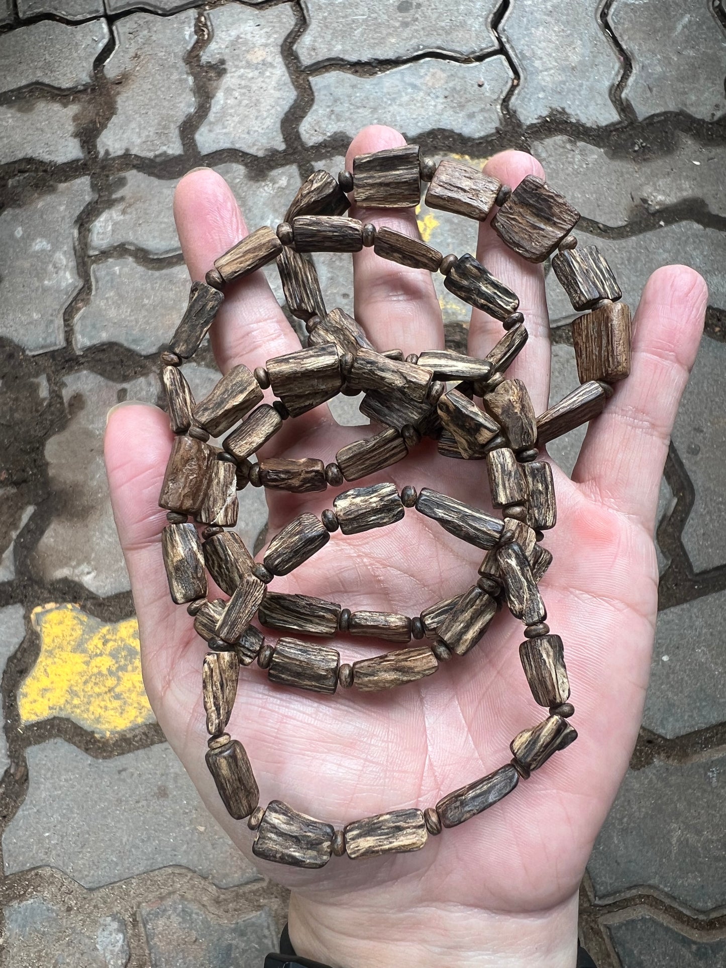Natural Near-Sinking Root-Clinging Agarwood Bracelet- Vietnamese Super Grade Agarwood