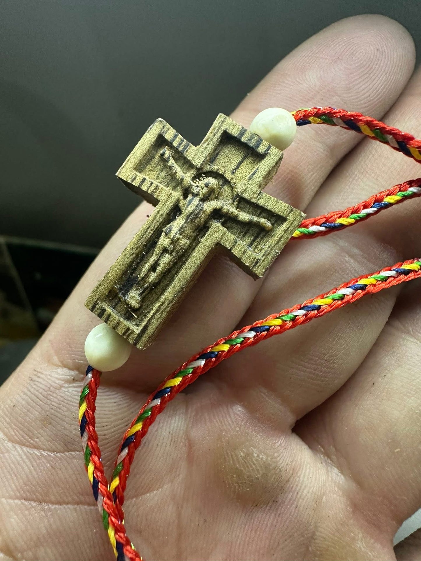 Handmade Agarwood Bracelet with Cross Charm – Natural Oud Gift for Christmas & Good Luck