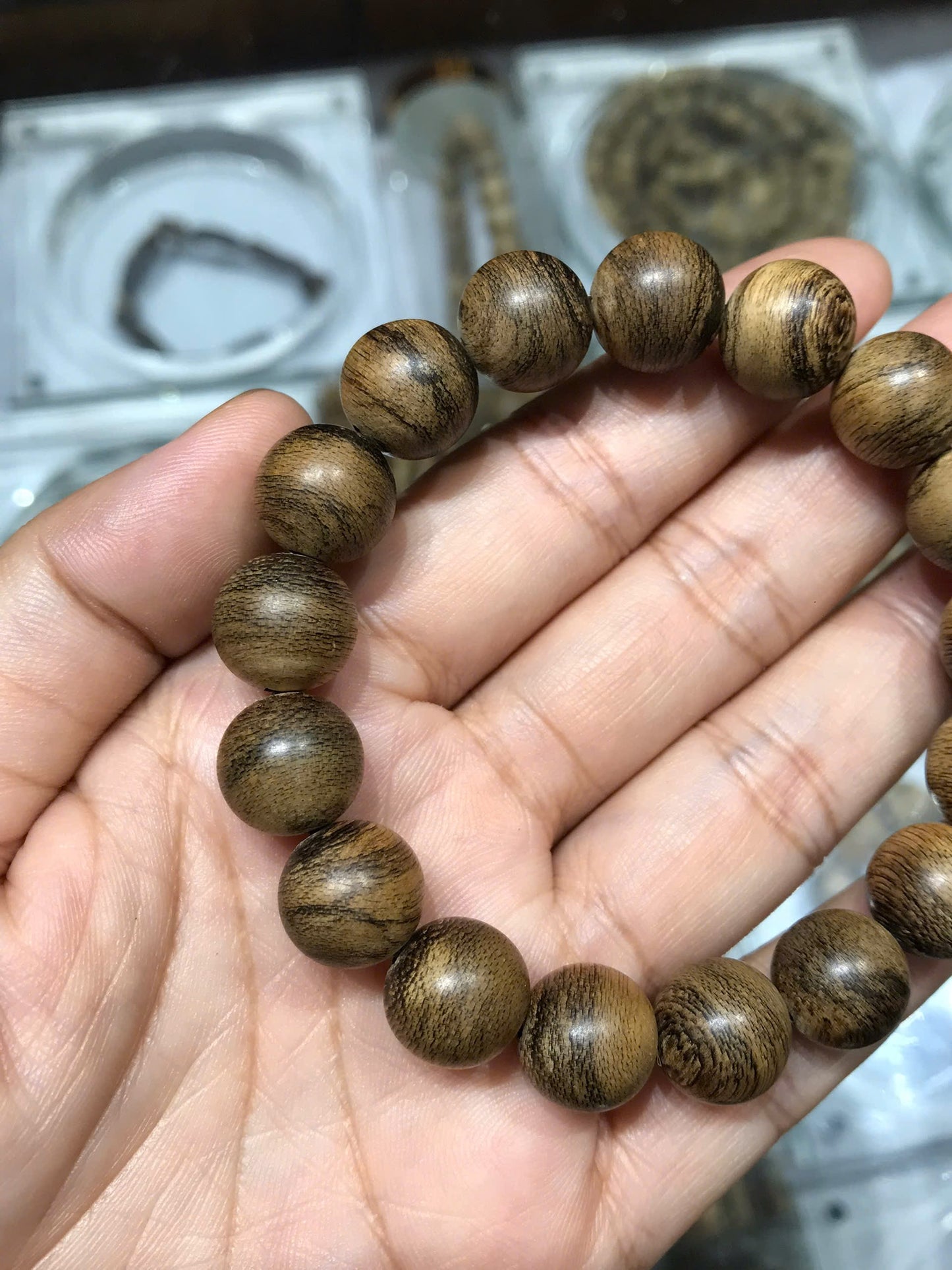 Philippine Agusan Agarwood Bracelet – 12mm | One-of-a-Kind Natural Agarwood , Near Sinking Agarwood .