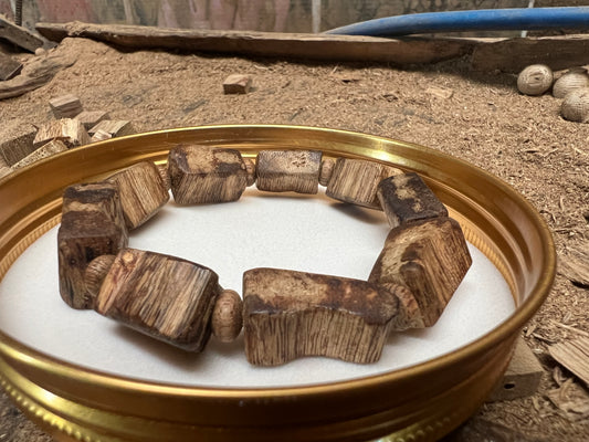 Handcrafted Freeform Natural Agarwood Bracelet – Pursat Cambodian Agarwood