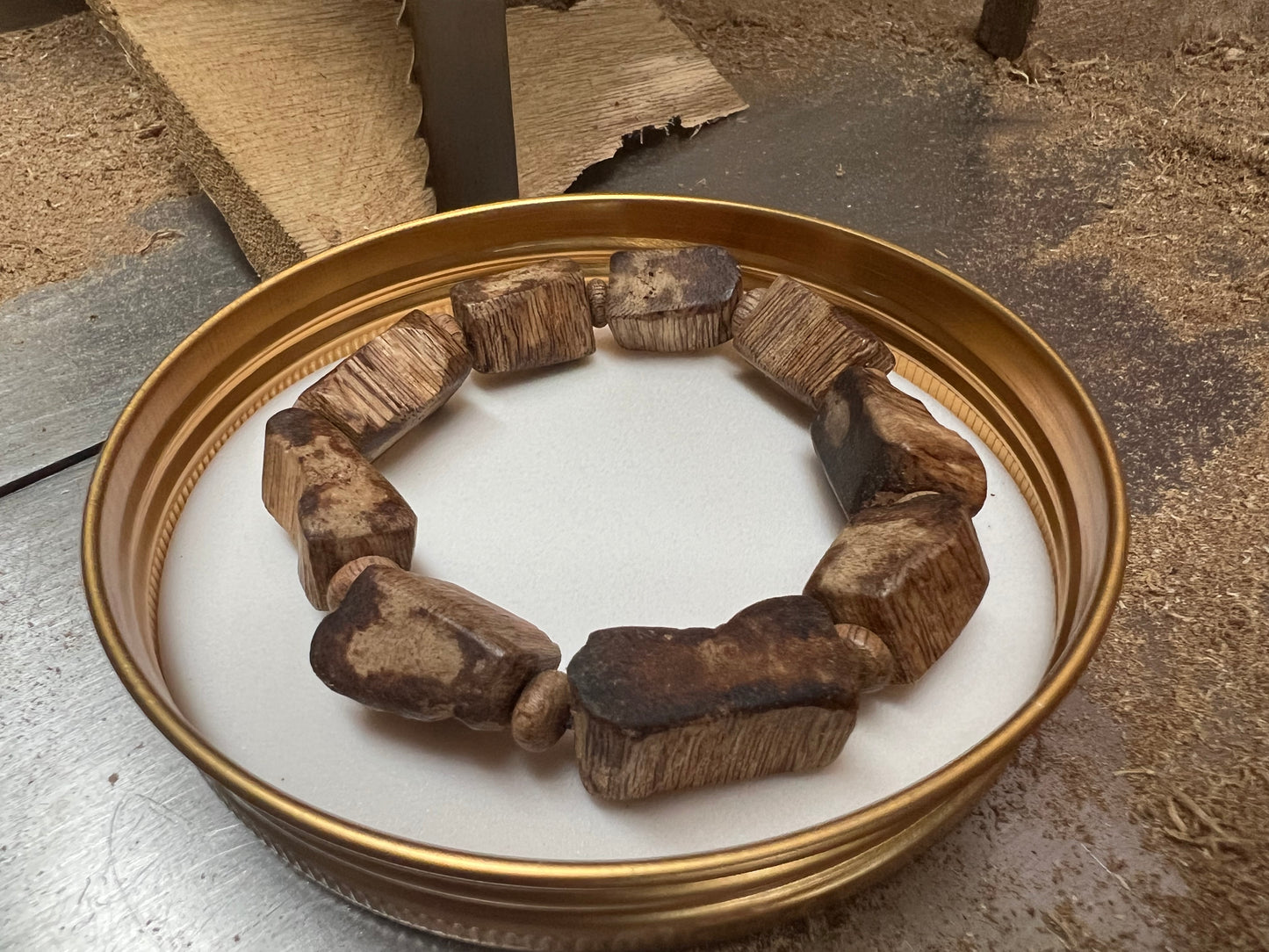 Handcrafted Freeform Natural Agarwood Bracelet – Pursat Cambodian Agarwood
