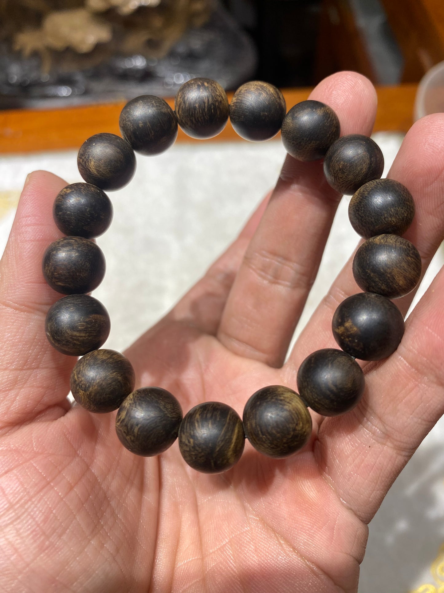 Super rare Agarwood Bracelet, super luxurious Philippine Agarwood sinking in water , Sinking Agarwood Size 12mm z