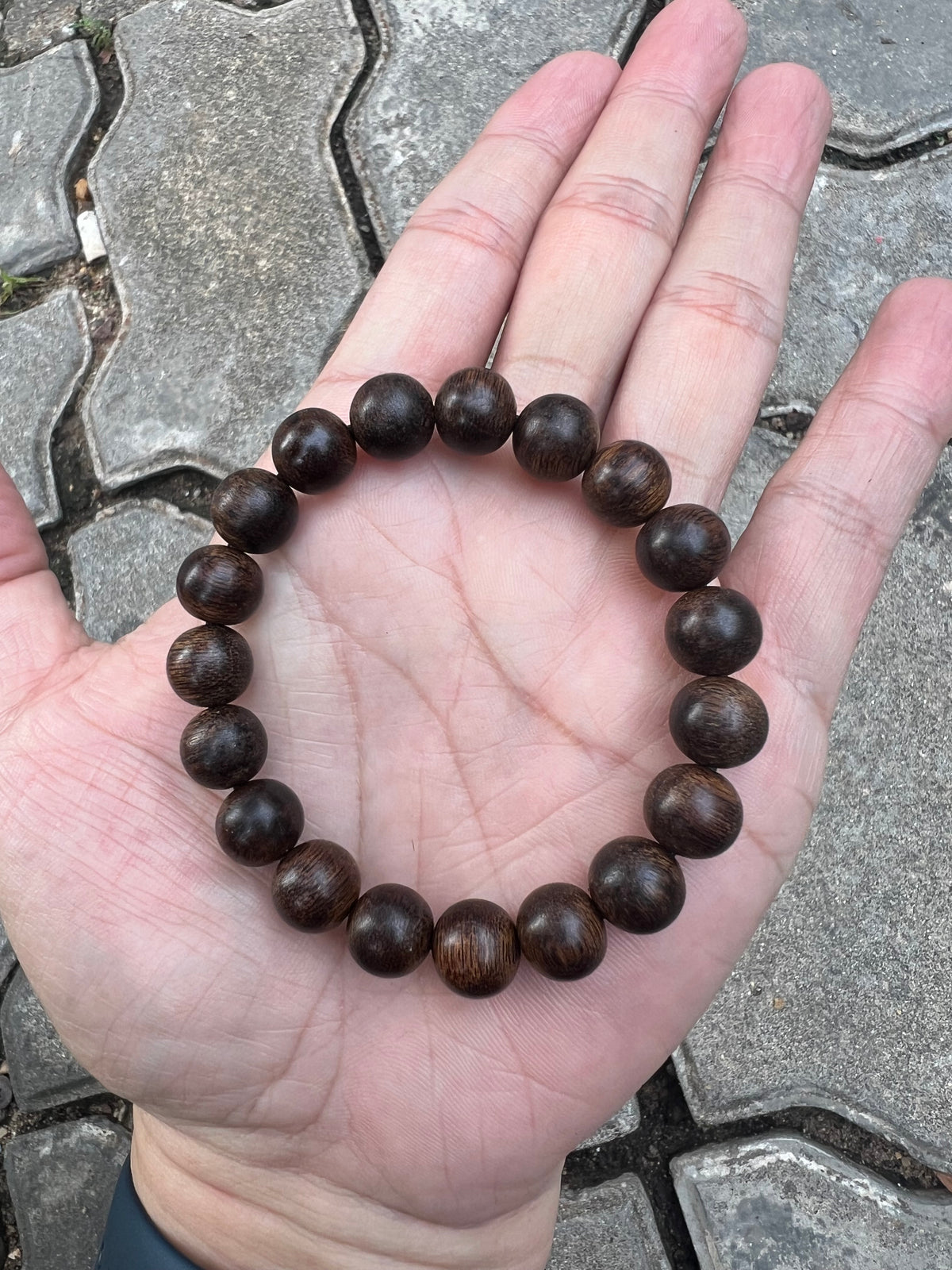 Agarwood Bracelet From Tarakan Island , Agarwood Indonesia , Strong Aroma , Size 10mm m, Dark Beads, Only 1