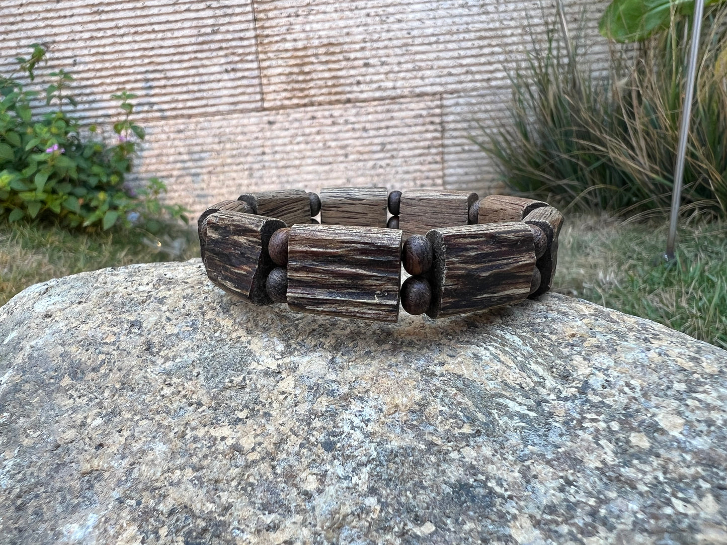 Vietnam Natural Agarwood Chunky Barrel Bracelet | Rare High-Oil Oud Wood