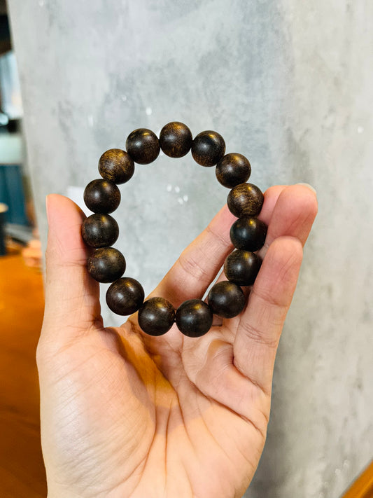 Black Beads Agarwood Bracelet, Wild Agarwood, Mala Bead, Strong Aroma, Agarwood Indonesia .