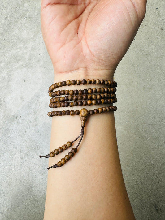 Agarwood String 216 Natural Seeds / Mala 216 Beads / Wild Agarwood Vietnamese / Size Bead 4mm.