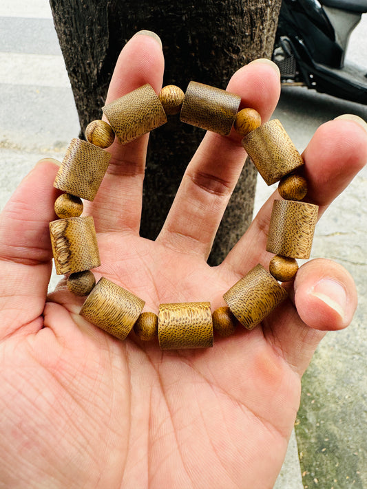 Vietnamese Agarwood Bracelet , Style cylindrical , Wild Oud,Lucky Bracelet