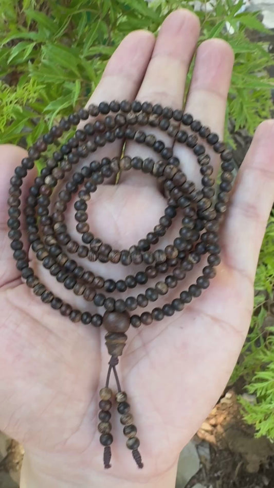 Rare 216 Beads Sinking Agarwood Neckace,Strong Aroma, Premium Quality