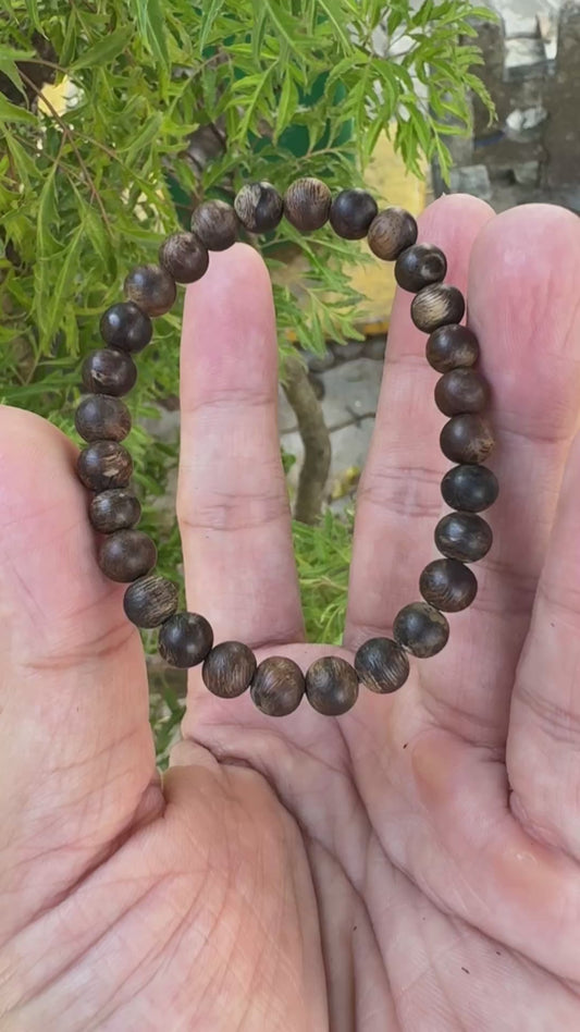 All Sinking Agarwood Bracelet , Super Grade Agarwood Size 6mm , Strong Aroma , Very Rare , 400-500 year old sediments, Only 1