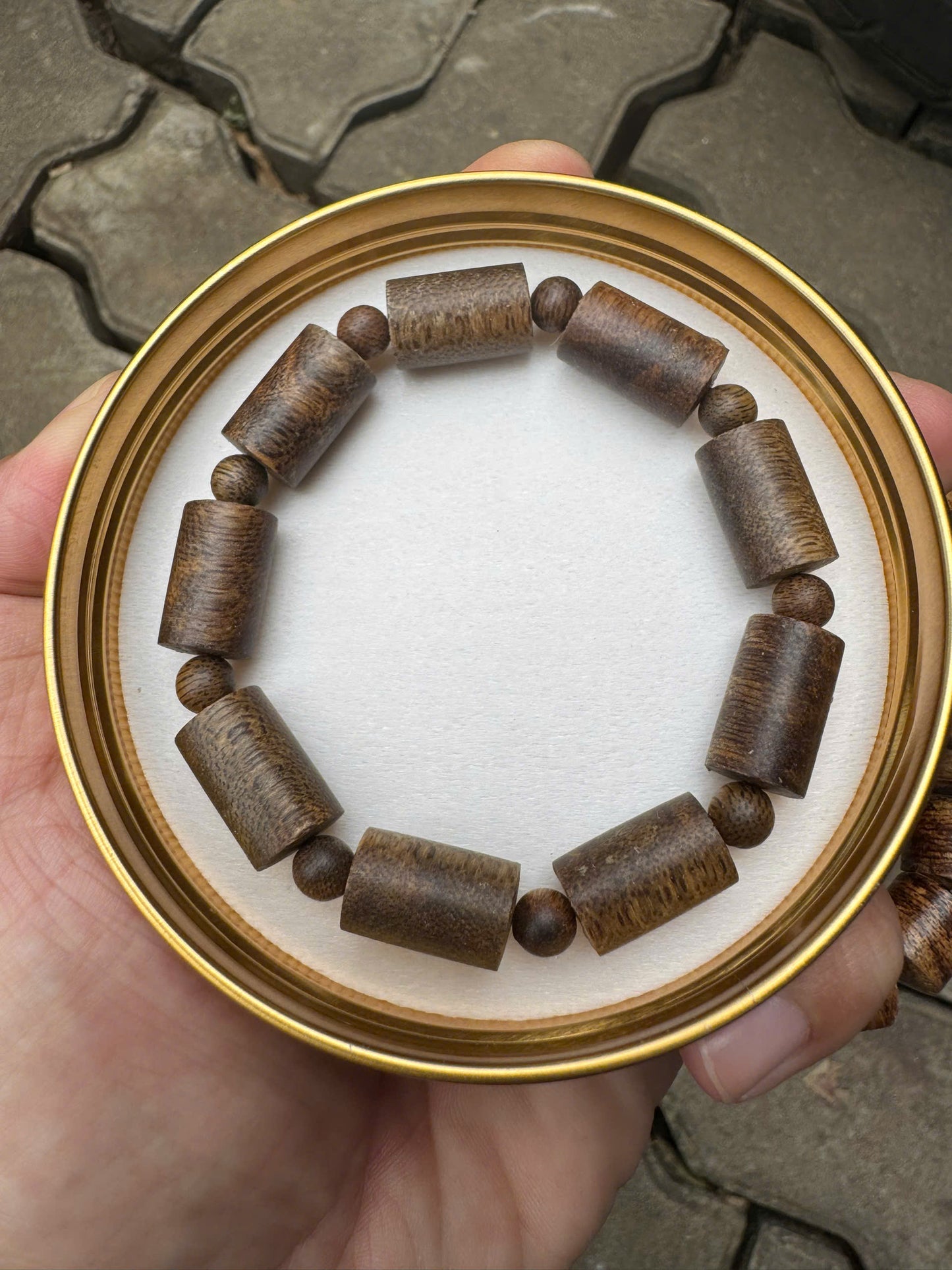 Cambodian Agarwood Cylindrical Bead Bracelet – Authentic Natural Agarwood From Pursat