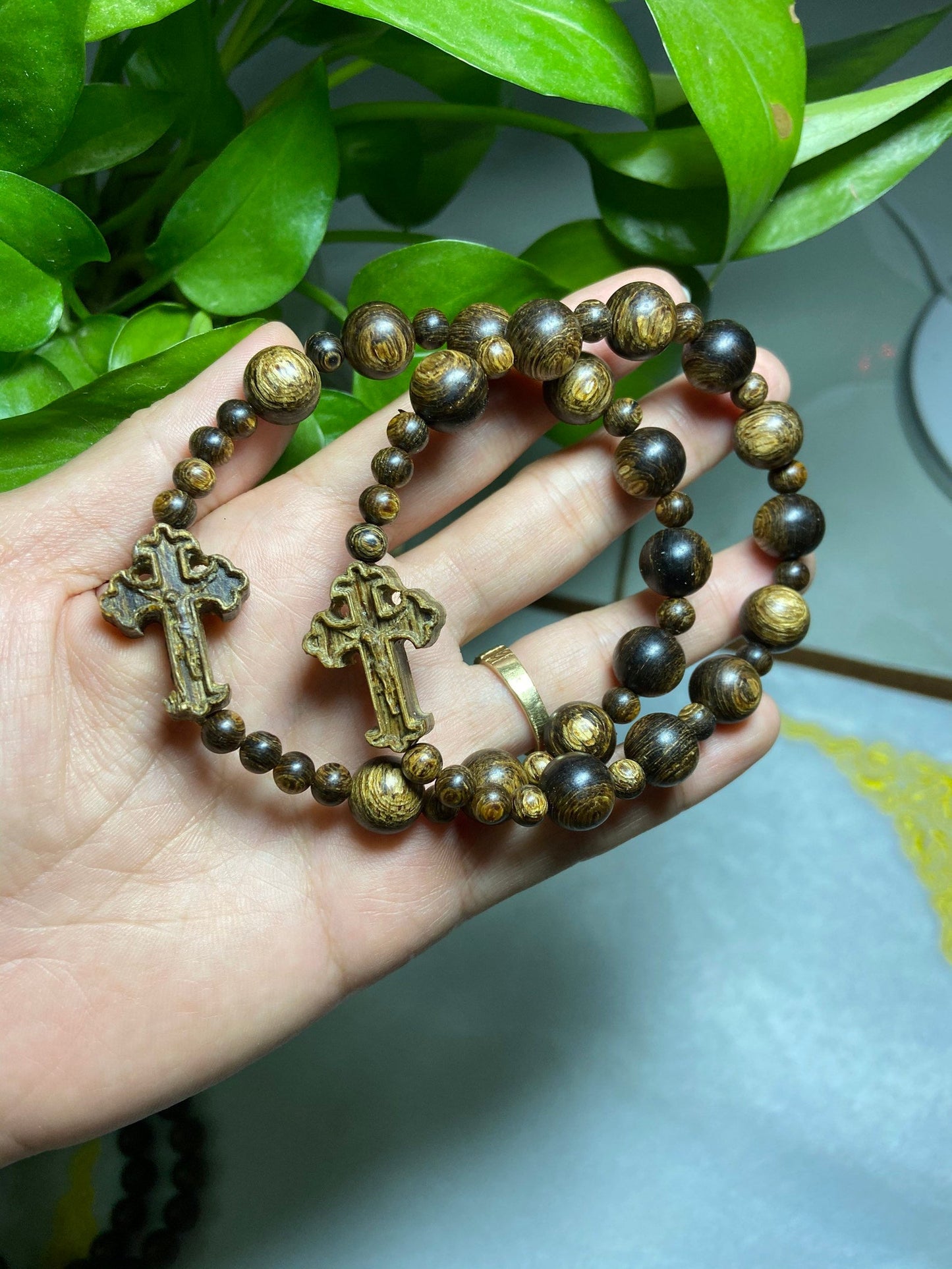 Vietnamese Wild Agarwood Rosary Bracelet - Bead Adjustable Handcrafted,Custom Bracelet, Catholic Rosary,Bracelets For Prayer