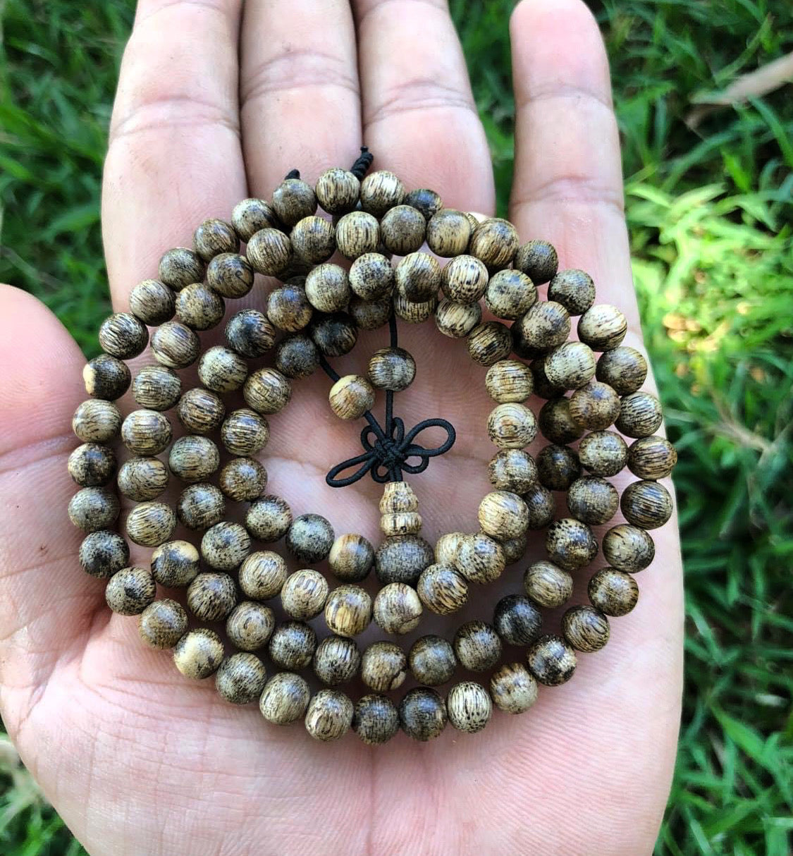 Vietnamese Agarwood Mala 108 Beads - From Forest Quang Nam , Natural Agarwood , Super Grade , Strong Aroma