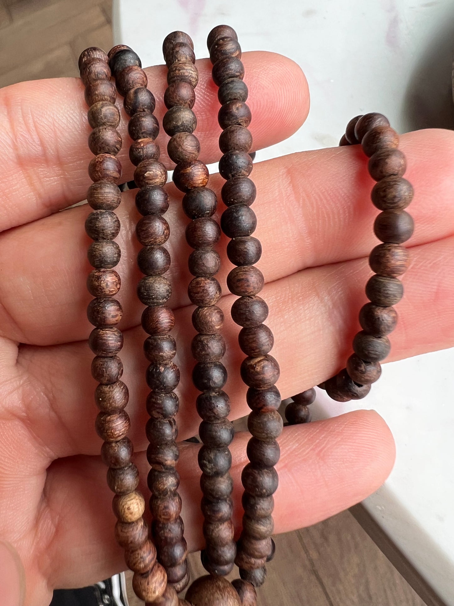 Philippines Wild Agarwood 216 Beads,Dark Beads Agarwood,Strong Aroma, Only 1 ,Size 4mm