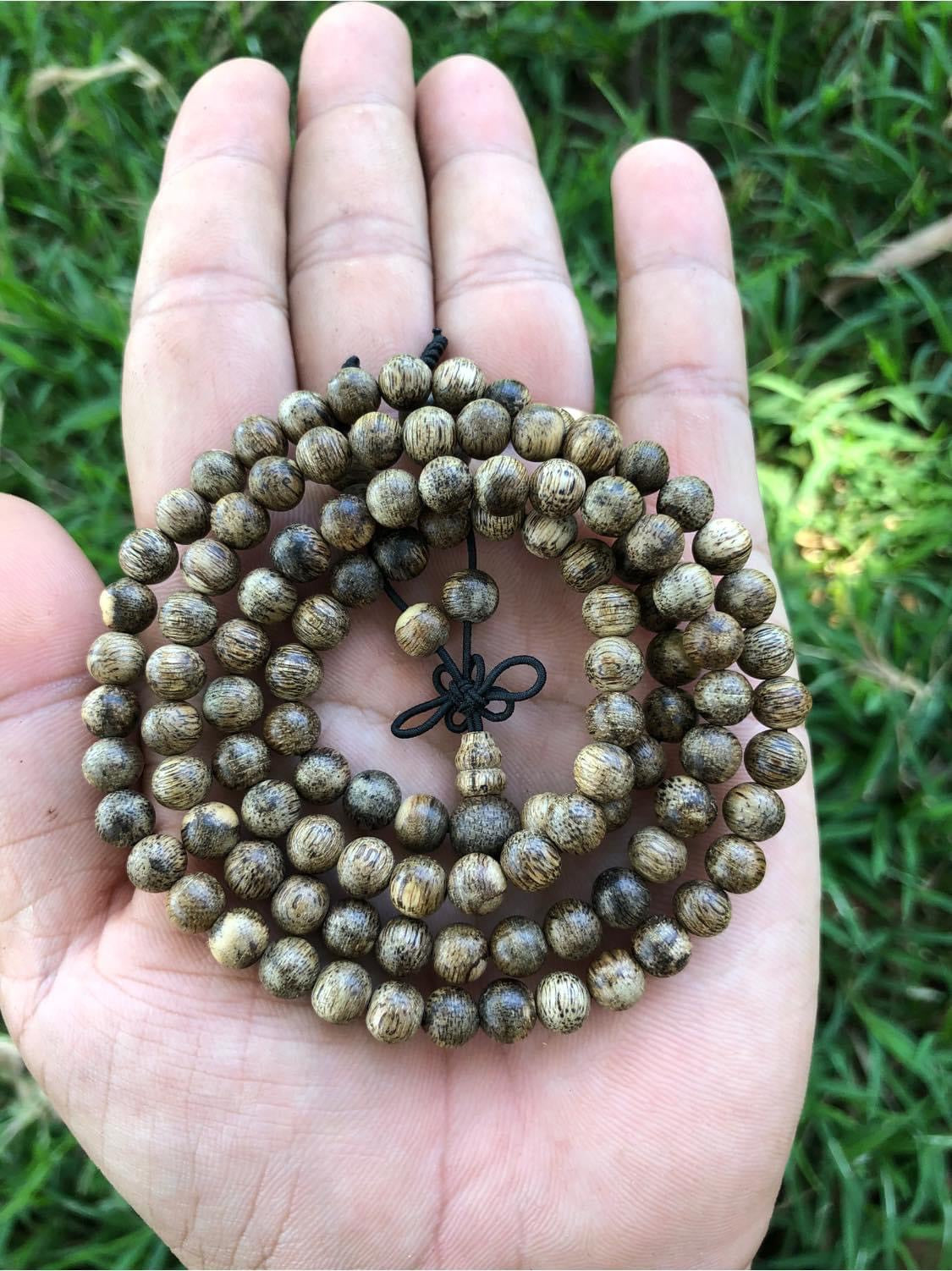 Vietnamese Agarwood Mala 108 Beads - From Forest Quang Nam , Natural Agarwood , Super Grade , Strong Aroma